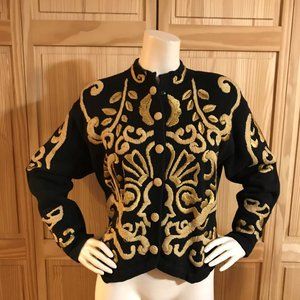 Marisa Christina Gold Embroidered Sweater